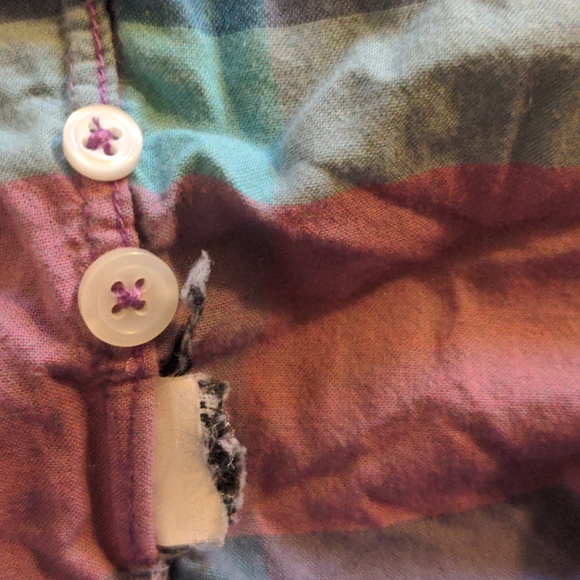 JCrew Size L Colorful Plaid Print Short Sleeve Shirt - Picture 7 of 8